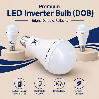 VK LED 12W Inverter Bulb (Gama) | B22 Rechargeable Emergency LED Bulb | Cool White 6500K | Pack of 4