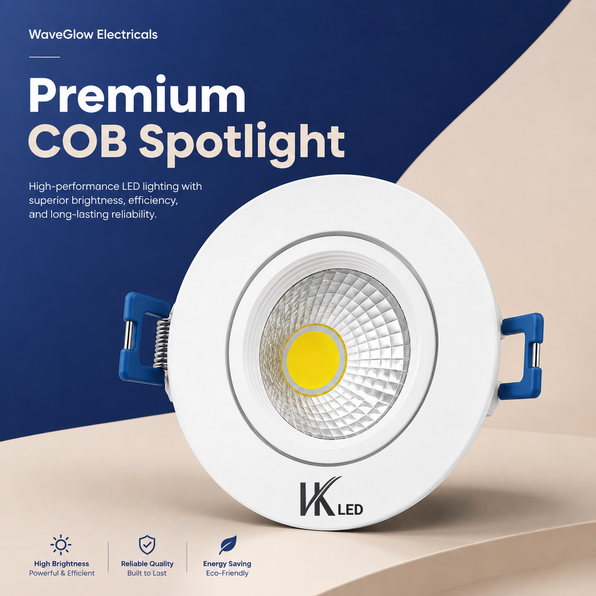 WaveGlow Premium COB LED Downlight | Recessed Ceiling Spotlight | Energy Efficient LED Light