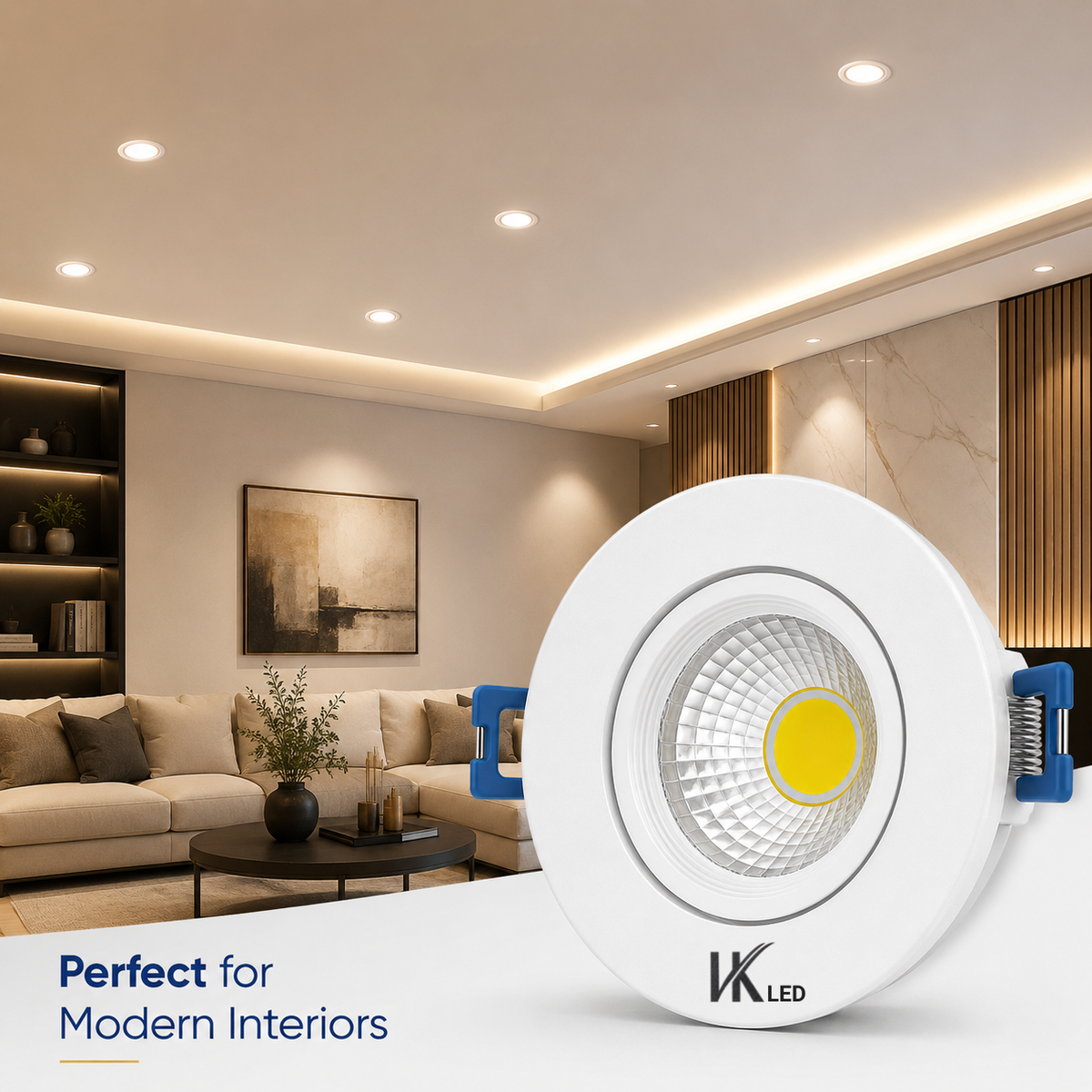 WaveGlow Premium COB LED Downlight | Recessed Ceiling Spotlight | Energy Efficient LED Light