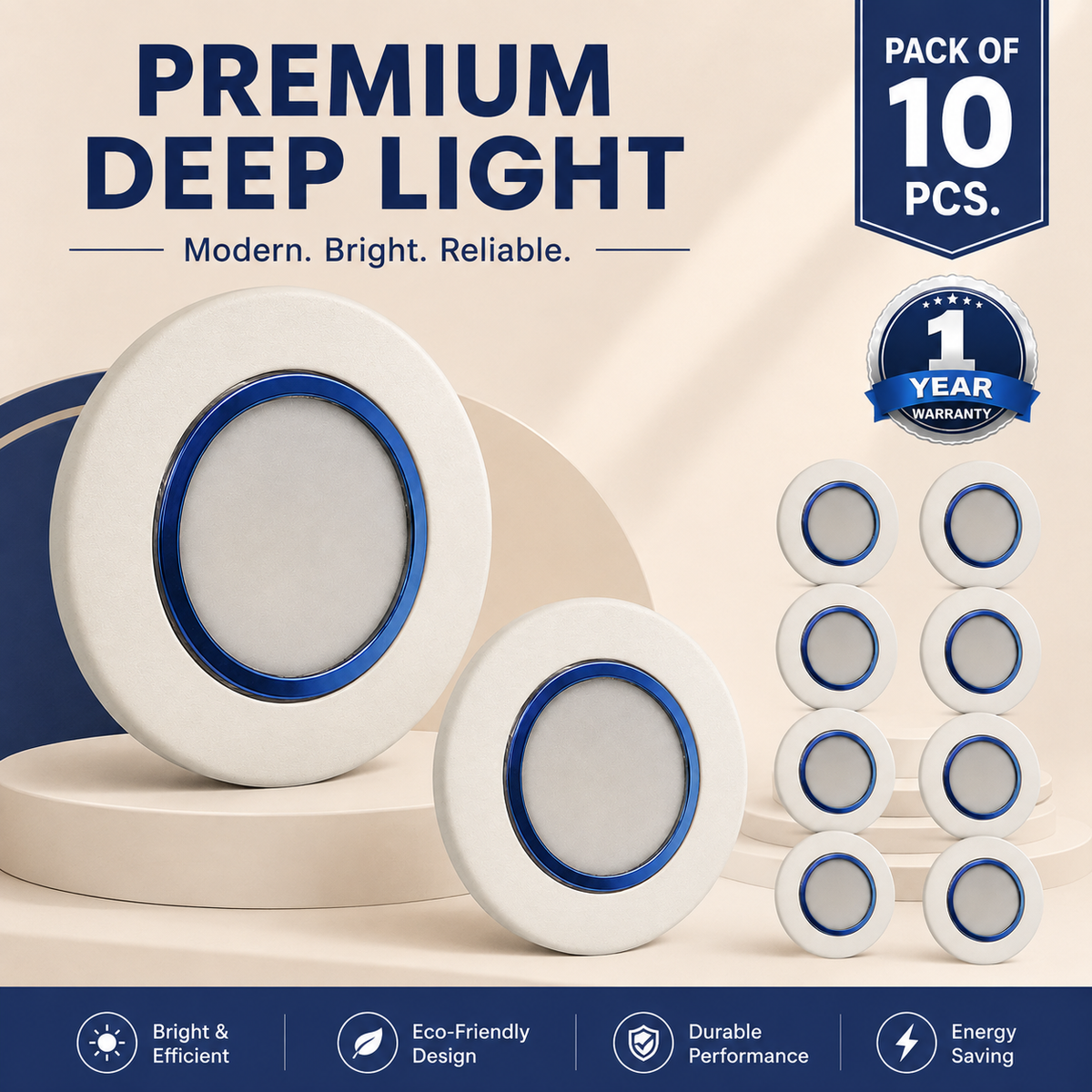 VK LED Deep Light | 3W & 5W | Pack of 10 PCS | Multiple Colour Options | 1 Year Warranty