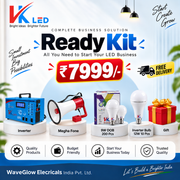 VK LED Ready Kit | LED Business Starter Kit | 9W DOB 200 Pcs + 12W Inverter Bulbs 10 Pcs + Inverter & Megaphone