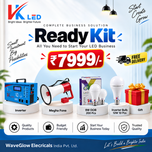 VK LED Ready Kit | LED Business Starter Kit | 9W DOB 200 Pcs + 12W Inverter Bulbs 10 Pcs + Inverter & Megaphone