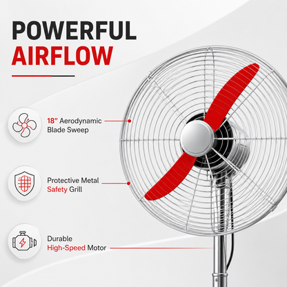 Tent Tufan Fan | 18 Inch | 3 Blade | 75-90W | Heavy Duty Metal Stand Fan | MOQ 2