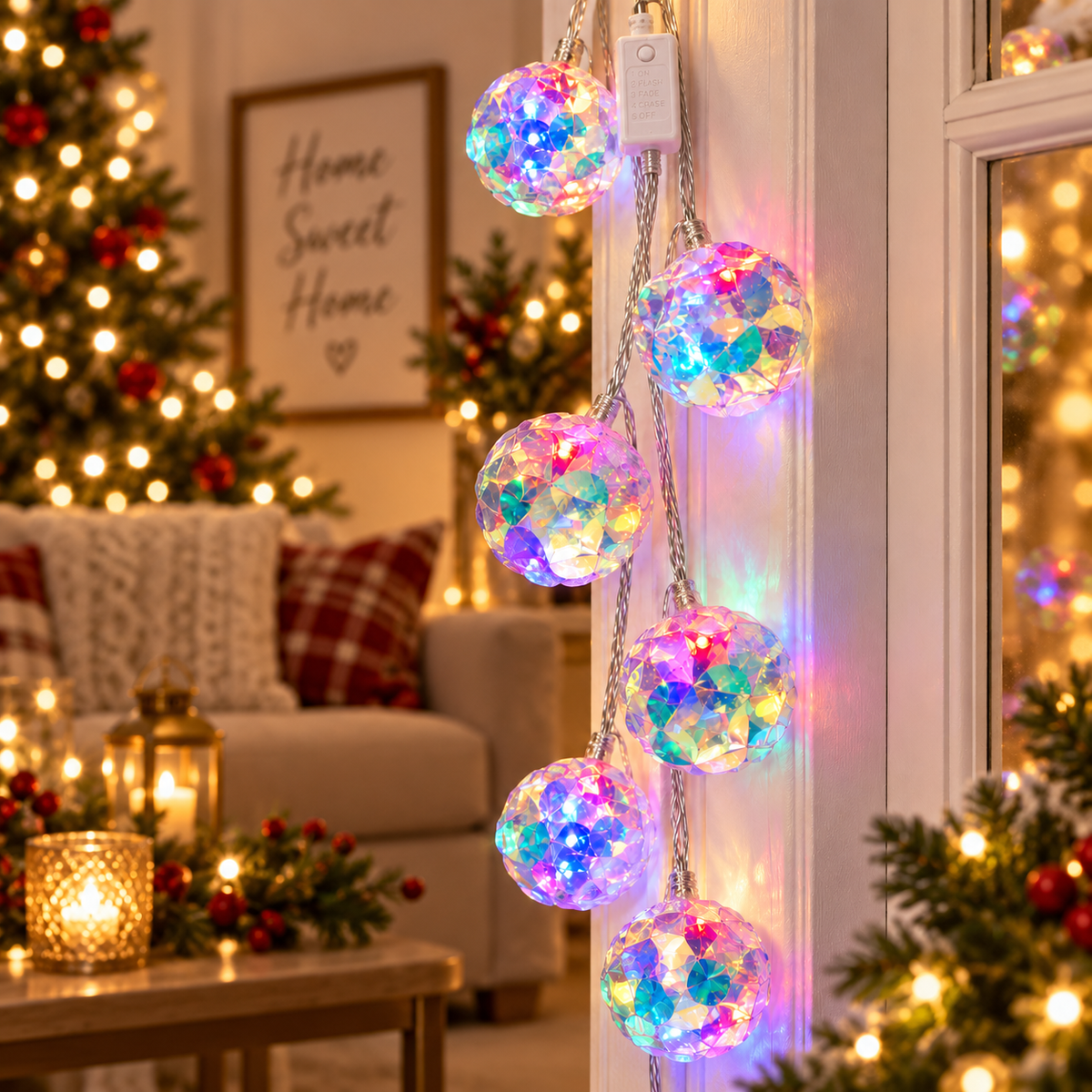 VK LED Fiber Ball Decorative String Light | RGB Multicolour | 5 Meter
