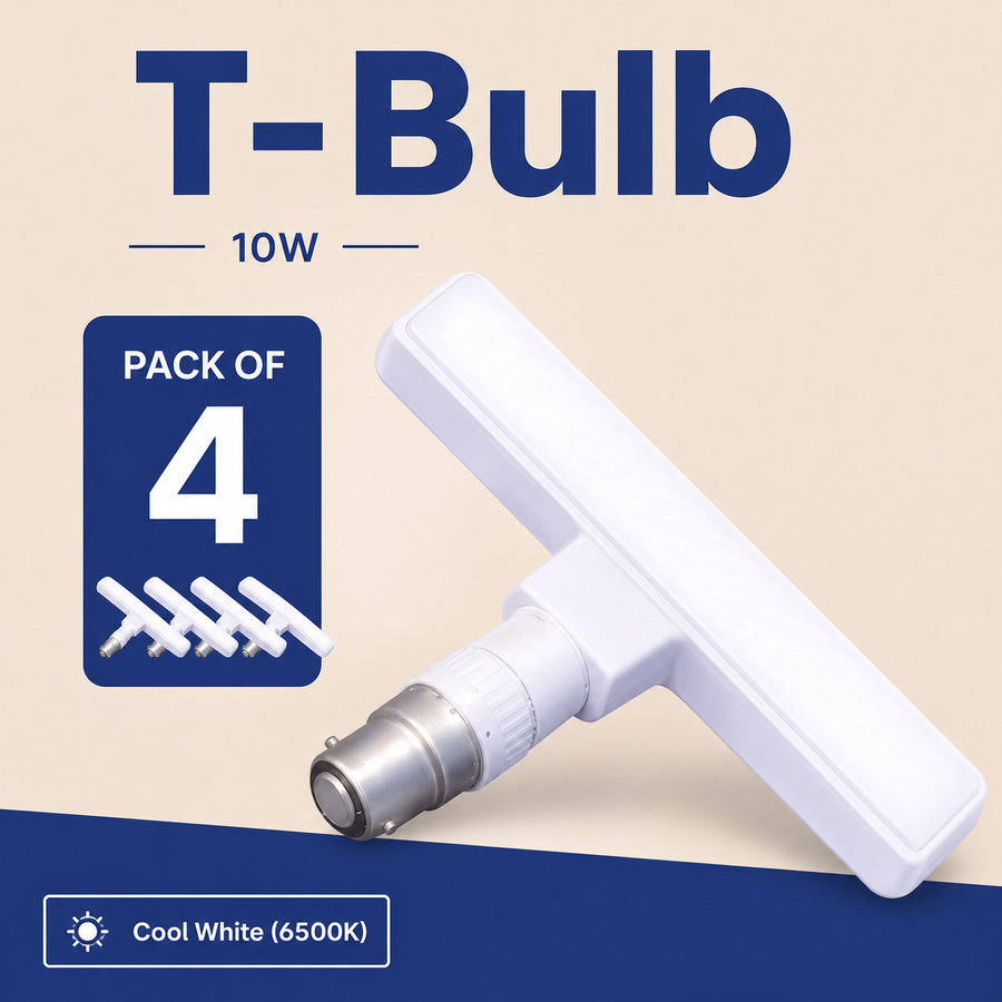 VK LED 10W T-Bulb | B22 LED Light | Cool White 6500K | Pack of 4