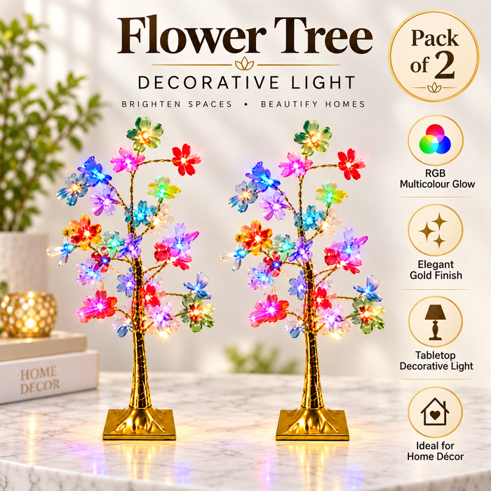 VK LED Flower Tree Decorative Light | RGB Multicolour | Medium Size