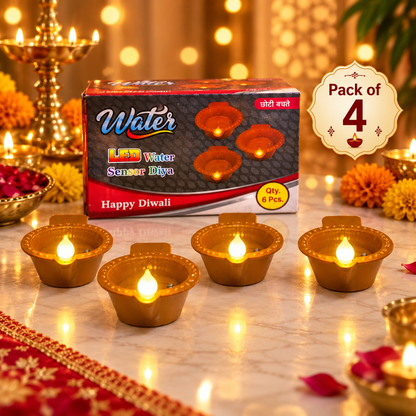 VK LED Water Sensor Diya | Warm White LED Decorative Diya | Pack of 4 PCS
