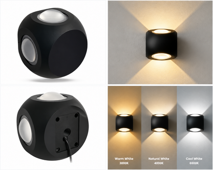 VK LED 4 Way Outdoor Wall Light | 4W | Pack of 6 | Warm White 3000K, Blue, Green & Red