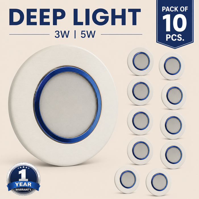 VK LED Deep Light | 3W & 5W | Pack of 10 PCS | Multiple Colour Options | 1 Year Warranty
