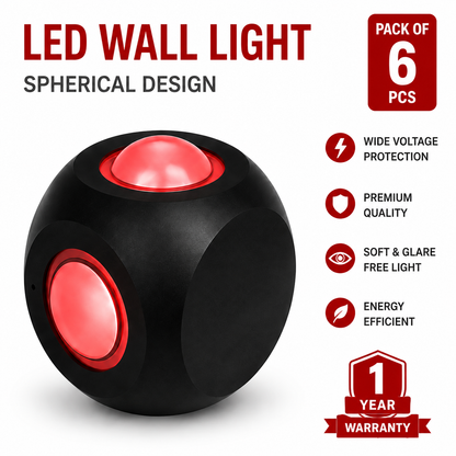 VK LED 4 Way Outdoor Wall Light | 4W | Pack of 6 | Warm White 3000K, Blue, Green & Red