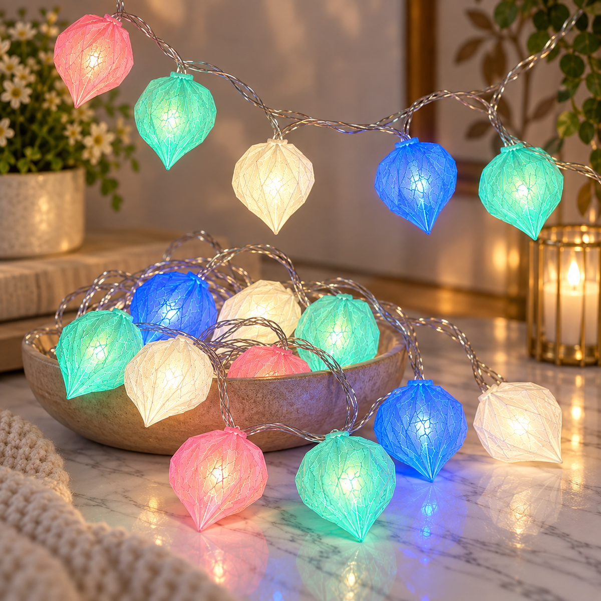 VK LED Modak String Light | RGB Multicolour Decorative Light | 5 Meter | Box of 20 PCS