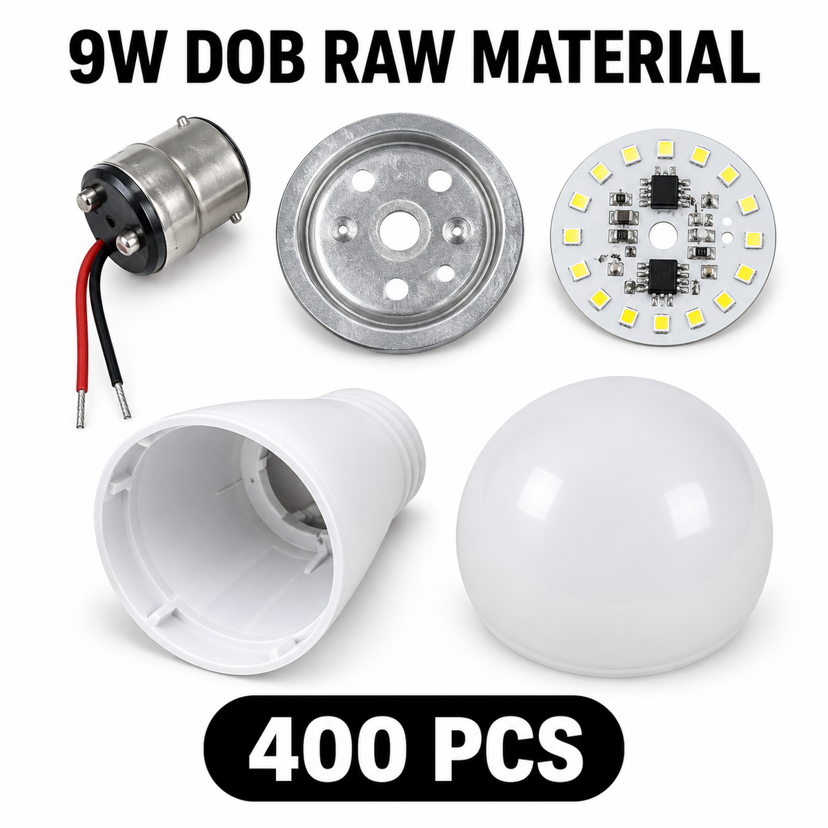 VK LED Mega Kit | 400 Pcs 9W DOB Raw Material + 100 Pcs 9W Gama SKD | Inverter + Megaphone + Tools + Gift