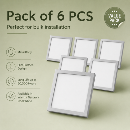VK LED Metal Square Surface Panel Light | 8W & 15W | Surface Mounted Ceiling Light