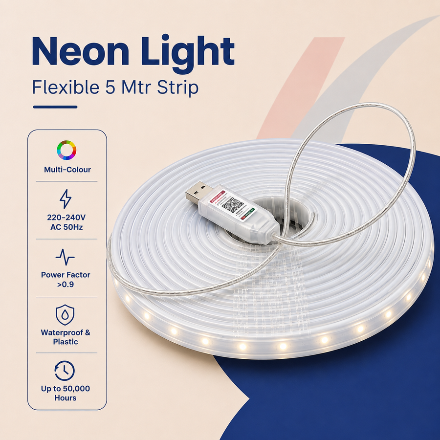 VK LED Neon Light 5 Meter | RGB Multicolour | Waterproof Decorative Strip Light with Remote