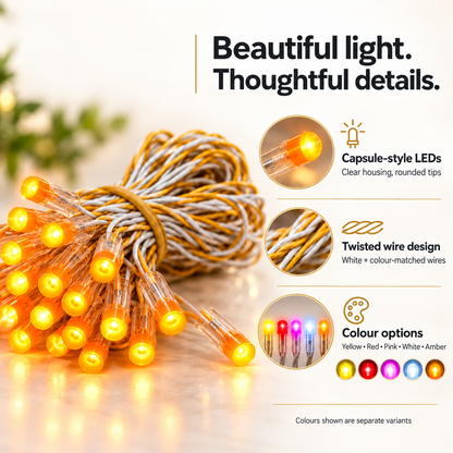 LED Capsule String Lights for Diwali & Home Decoration | 5 Colour Options