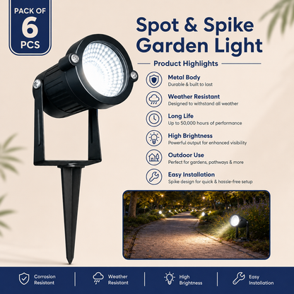 VK LED Spot & Spike Garden Light | 9W, 12W & 15W | Outdoor Landscape Light | White & Warm White