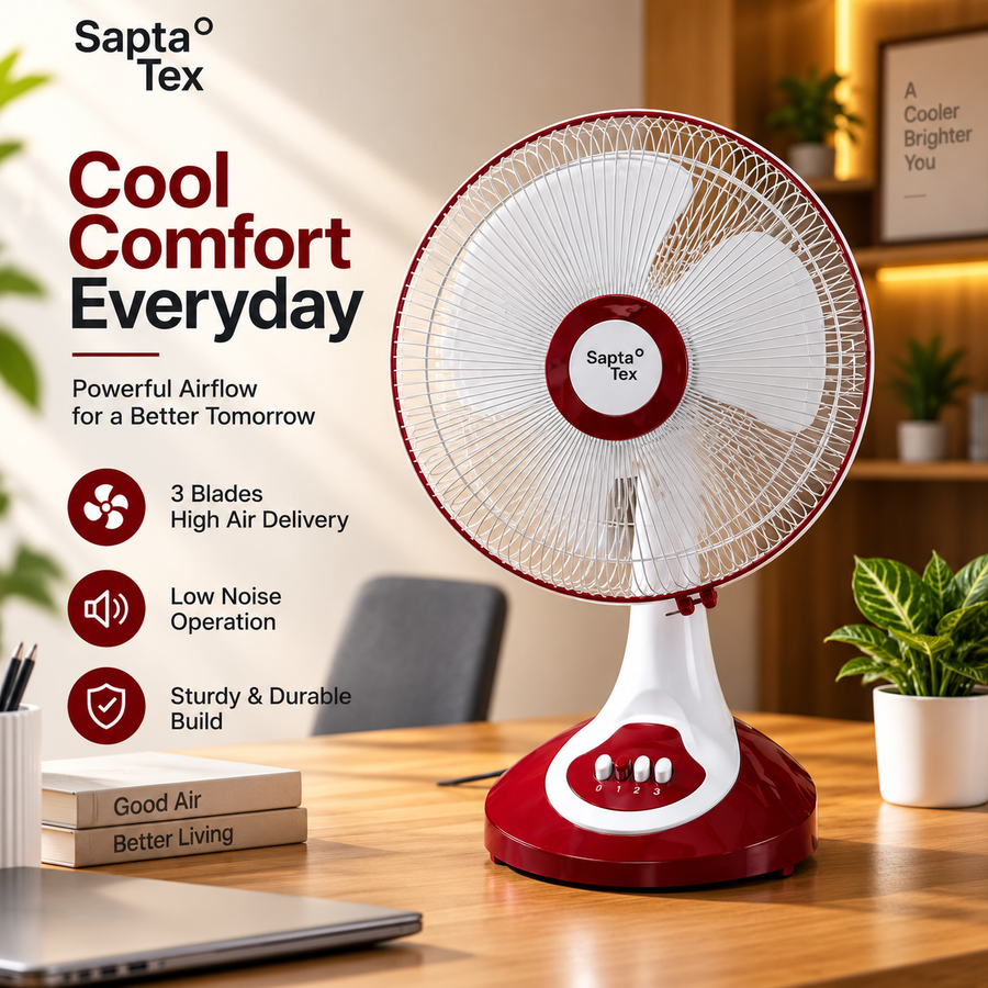 Title: 16 Inch Table Fan | 3 Blades | 75-90W | 1350-1450 RPM | Pack of 2