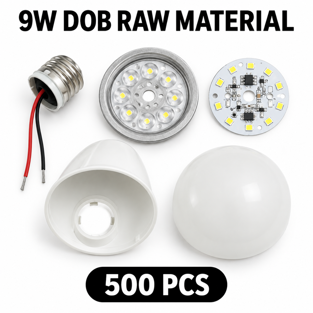 VK LED Mega Kit | LED Business Starter Kit | 9W DOB Raw Material 500 Pcs + Inverter + Tools + Machines + Gift