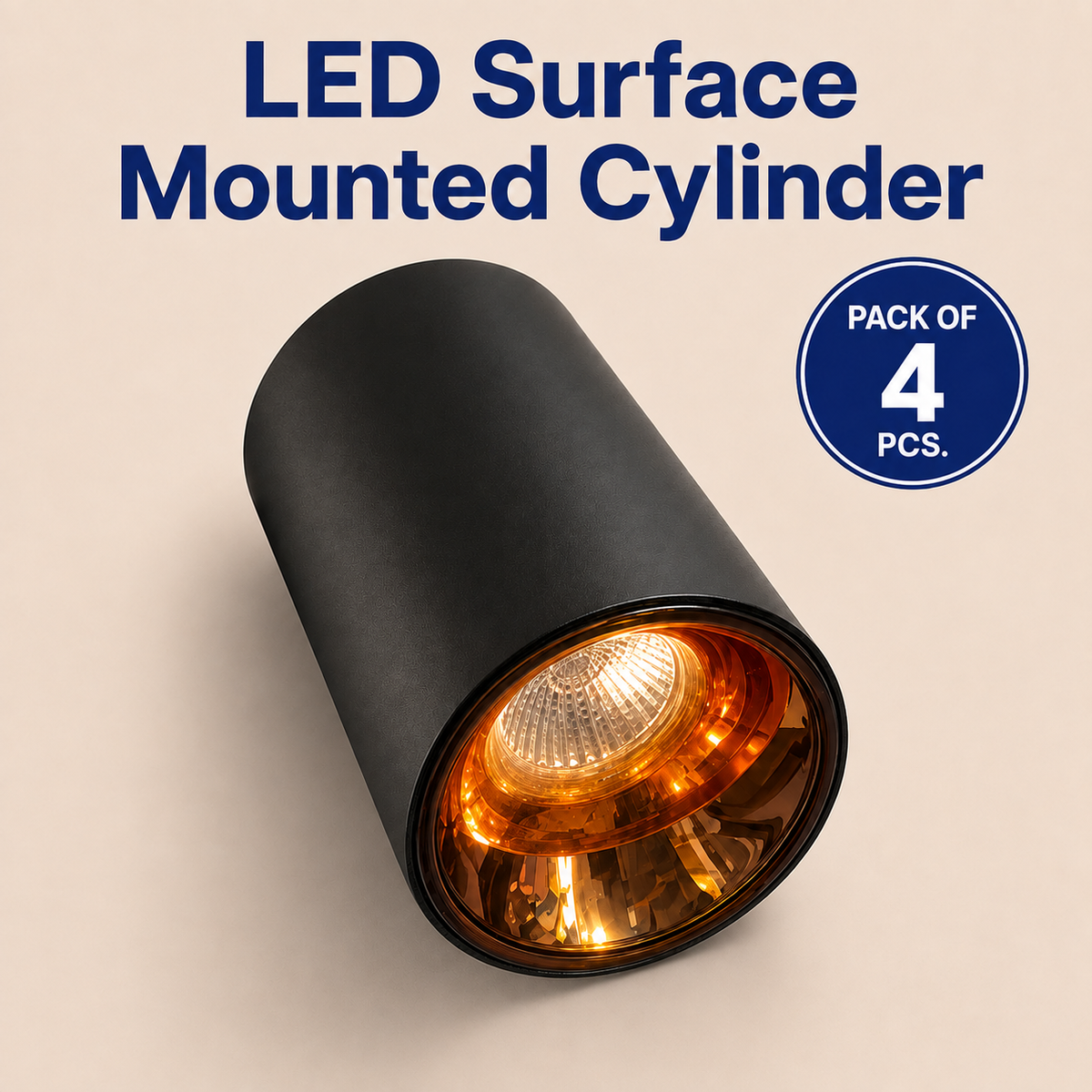 VK LED Surface Mounted Cylinder Light | 7W & 12W | Ceiling Spotlight | Warm White 3000K