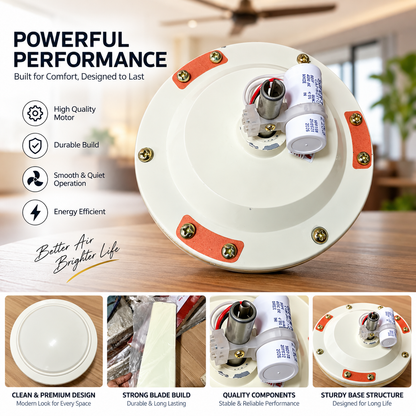 Ceiling Fan Motor Unit & Spare Parts Set | Premium Fan Blade | Capacitor & Wiring | Ivory Finish