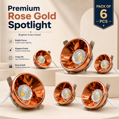 VK LED Rose Gold Spot Light (Makkhe) | 1W, 3W | White & Warm White | Pack of 6