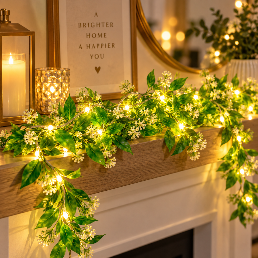 VK LED Leaf Fairy Decorative Light | Warm White | 10 × 12 ft