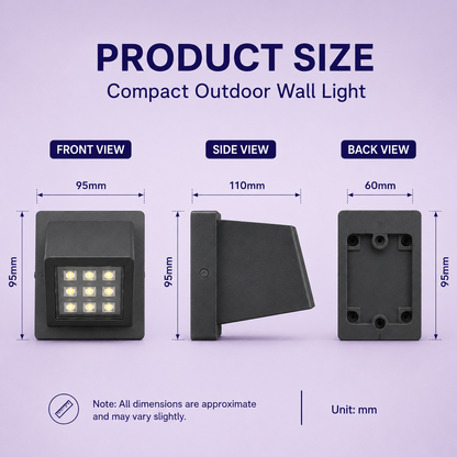 VK LED 6W Outdoor Wall Light | Gold Metal Body | Warm White 3000K | Pack of 2