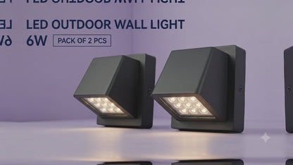 VK LED 6W Outdoor Wall Light | Gold Metal Body | Warm White 3000K | Pack of 2