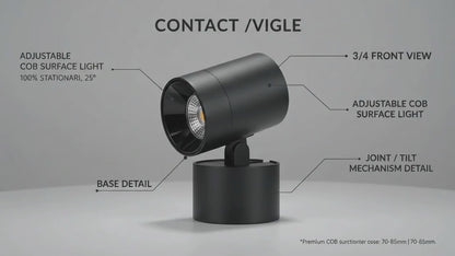 VK LED Cylindrical Rose Gold Surface COB Spotlight | 9W, 12W & 15W | White & Warm White